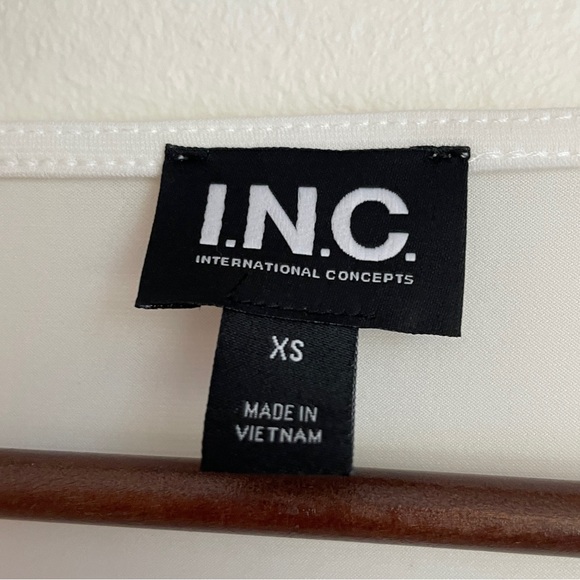 INC White Drape Neck Tank Top Size XS Cowl Neck One Shoulder Minimal Chic Fitted - Picture 4 of 9